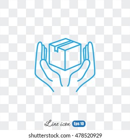Line icon- Handle with care sign