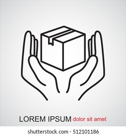 Line icon- Handle with care sign