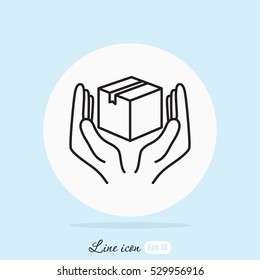 Line icon- Handle with care sign