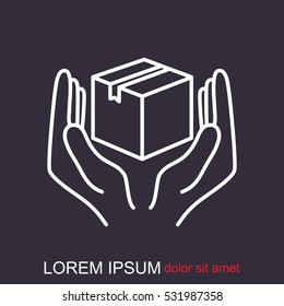 Line icon- Handle with care sign