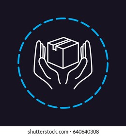 Line icon- Handle with care sign