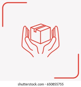 Line icon- Handle with care sign