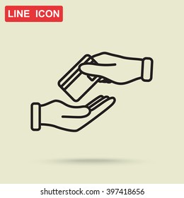 Line icon- hands credit card