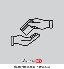 Line icon- hands credit card