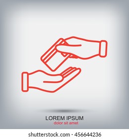 Line icon- hands credit card