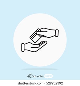 Line icon- hands credit card