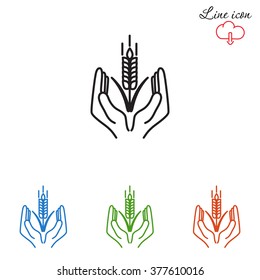 Line icon-  hands and wheat