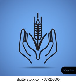 Line icon-  hands and wheat