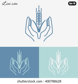 Line icon-  hands and wheat