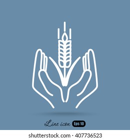 Line icon-  hands and wheat