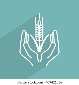 Line icon-  hands and wheat