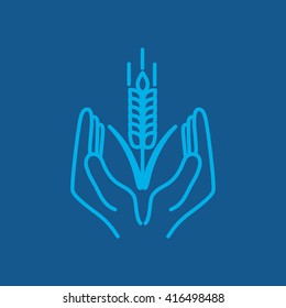 Line icon-  hands and wheat