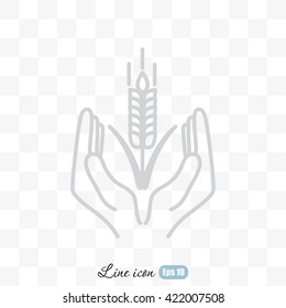 Line icon-  hands and wheat