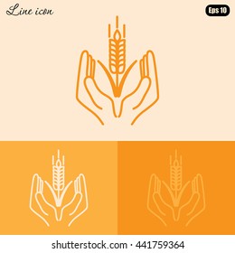 Line icon-  hands and wheat