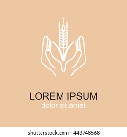 Line icon-  hands and wheat