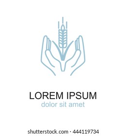 Line icon-  hands and wheat