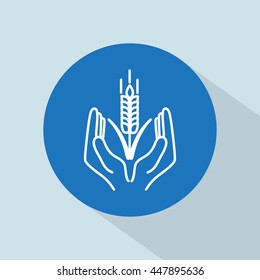 Line icon-  hands and wheat