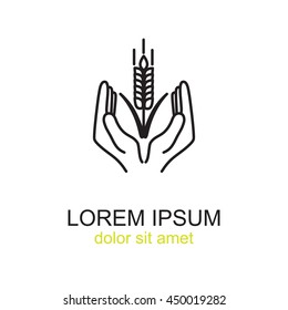 Line icon-  hands and wheat