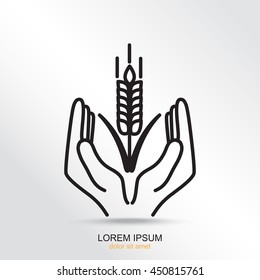 Line icon-  hands and wheat