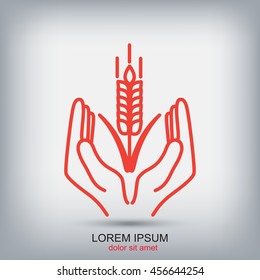 Line icon-  hands and wheat