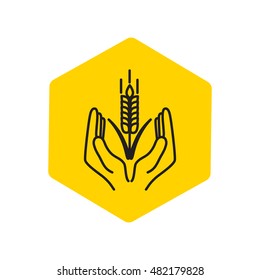 Line icon-  hands and wheat