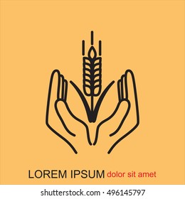 Line icon-  hands and wheat