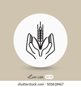 Line icon-  hands and wheat
