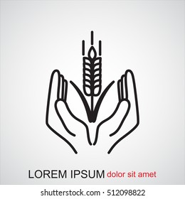 Line icon-  hands and wheat