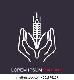 Line icon-  hands and wheat