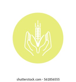 Line icon-  hands and wheat