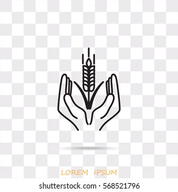 Line icon-  hands and wheat