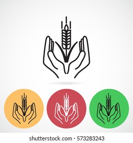 Line icon-  hands and wheat