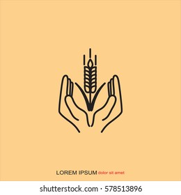 Line icon-  hands and wheat