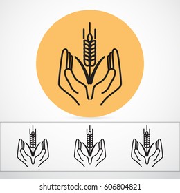 Line icon-  hands and wheat