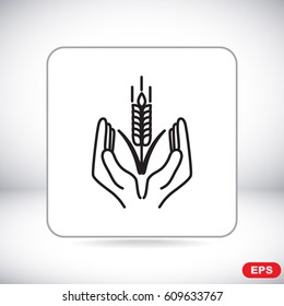 Line icon-  hands and wheat