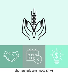 Line icon-  hands and wheat
