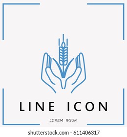 Line icon-  hands and wheat
