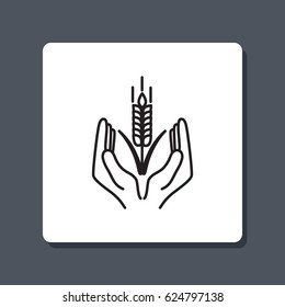 Line icon-  hands and wheat