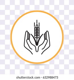 Line icon-  hands and wheat