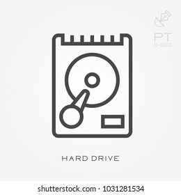 Line icon hard drive