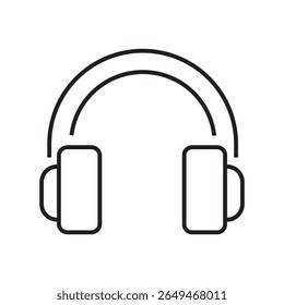 Line icon of headphones. Represents audio device, music, sound, multimedia, and communication. Linear style vector, editable stroke. Vector Illustration