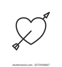 Line icon of a heart with an arrow through it. Vector illustration