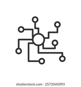 Line icon of a heart connected to a network of nodes. Vector illustration