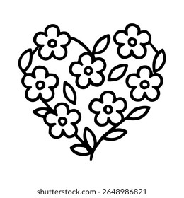 line icon Heart of flowers on white background vector
Vector icon on white background