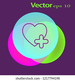 Line icon, heart plus outline and solid vector logo, linear pictogram, pixel perfect illustration
