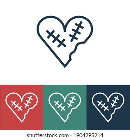 Line icon heart with seams