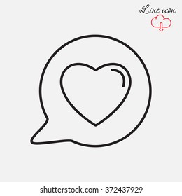Line icon- Heart in speech bubble