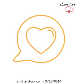 Line icon- Heart in speech bubble