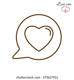 Line icon- Heart in speech bubble