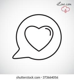 Line icon- Heart in speech bubble